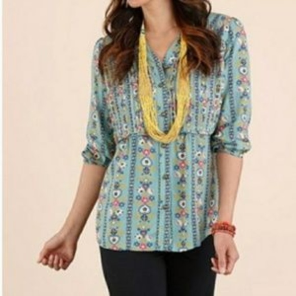 Matilda Jane Tops - Matilda Jane Teal Muse floral top sz medium